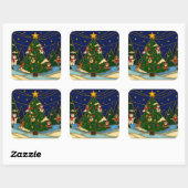 Sticker Carré Cloisonne Art Whimsical Forest Classic Christmas (Feuille)