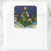 Sticker Carré Cloisonne Art Whimsical Forest Classic Christmas (Sac)
