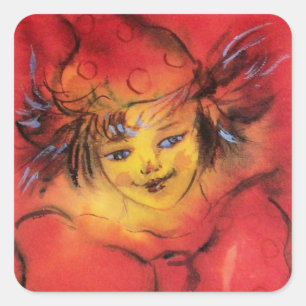 STICKER CARRÉ CLOS AVEC RIBBON ROUGE