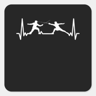 Sticker Carré Clôture Jeu joueur fencer sport cardiogramme clôtu