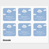 Sticker Carré Cloud bleu pastel doux 9 baby shower garçon (Feuille)