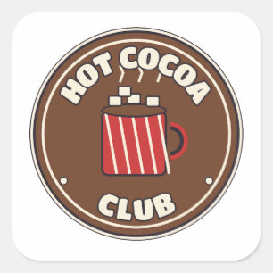 Sticker Carré Club de Chocolat Chaud Badge Rétro Cosy Hiver