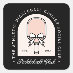 Sticker Carré Club de filles de Pickleball besties esthétiques a