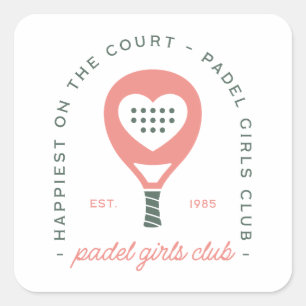 Sticker Carré Club de padel filles esthétique rose 