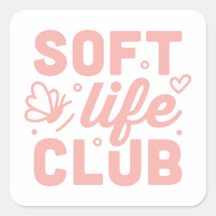 Sticker Carré Club de vie douce esthétique rose