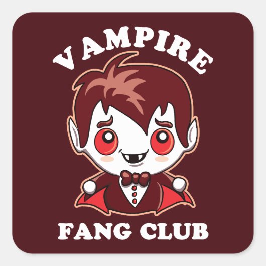 Sticker Carré Club Fang | Pun Drôle Et Vampire Mignons (Devant)