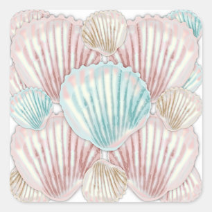 Sticker Carré Cluster de coquillages colorés