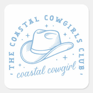 Sticker Carré Coastal cowgirl bleu esthétique filles corresponda