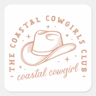 Sticker Carré Coastère cowgirl western plage pays fille brune