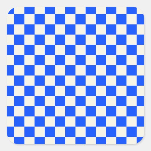 Sticker Carré Cobalt and cream checkerboard pattern (Devant)