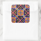 Sticker Carré Cobalt Blue Burange Orange Southwestern Tile Desig (Sac)
