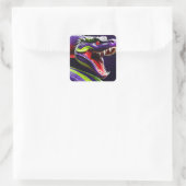 Sticker Carré Cobra serpent avec écailles vertes et violettes vi (Sac)