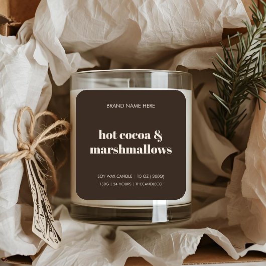 Sticker Carré Coca chaud & Marshmallows | Minimaliste d'hiver co