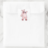 Sticker Carré Cochon à chanter avec microphone (Sac)