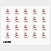 Sticker Carré Cochon avec robe Mariage & Bunch of Flowers (Feuille)