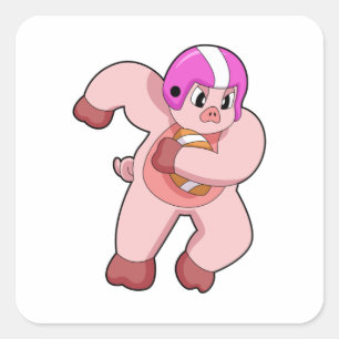 Sticker Carré Cochon de football