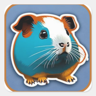 Sticker Carré Cochon d'Inde Mignon et Doux #10