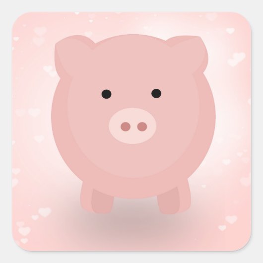 Sticker Carré Cochon Mignon (Devant)