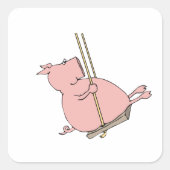 Sticker Carré Cochon Sur Une Flèche (Devant)