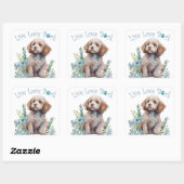 Sticker Carré Cockapoo Chien Maman Floral (Feuille)