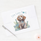 Sticker Carré Cockapoo Chien Maman Floral (Enveloppe)