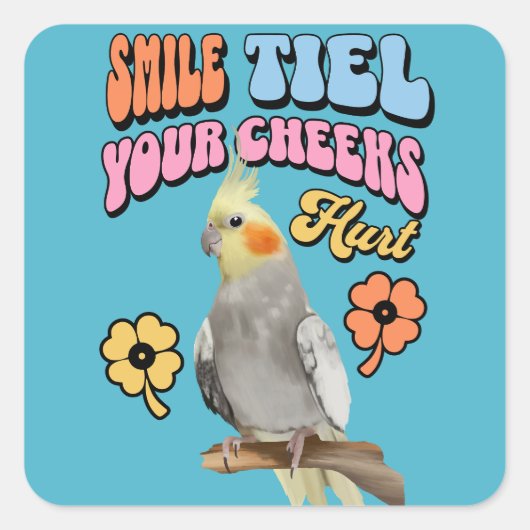 Sticker Carré Cockatiel Parrot gai (Devant)