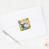 Sticker Carré Cockatoo Bird Yellow Poppies Personalized (Enveloppe)