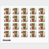 Sticker Carré Cocker Spaniel Chien Noël (Feuille)