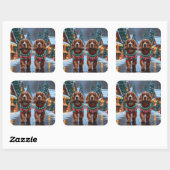Sticker Carré Cocker Spaniel Dogs Christmas Snow Holiday (Feuille)