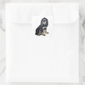 Sticker Carré Cocker Spaniel (noir et bronzé) (Sac)