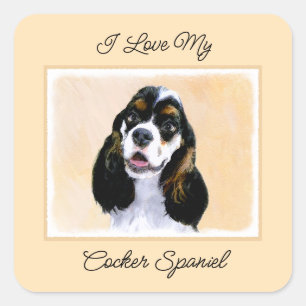 Sticker Carré Cocker Spaniel (Parti) Peinture - Art Chien origin