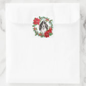 Sticker Carré Cocker Spaniel Poinsettia Christmas Wreath (Sac)