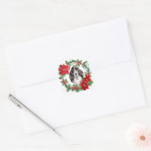 Sticker Carré Cocker Spaniel Poinsettia Christmas Wreath (Enveloppe)