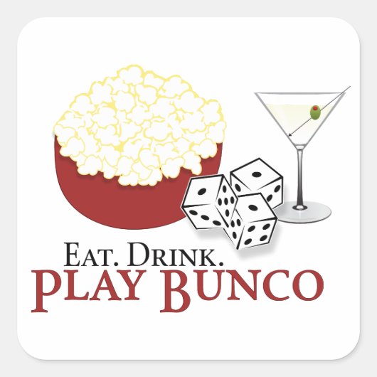 Sticker Carré Cocktail Bunco Popcorn (Devant)