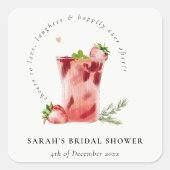 Sticker Carré Cocktail Mariage Rose Fruité Margaríta (Devant)