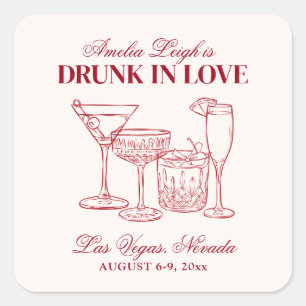 Sticker Carré Cocktails Amoureux Enterrement de Vie de Jeune Fil