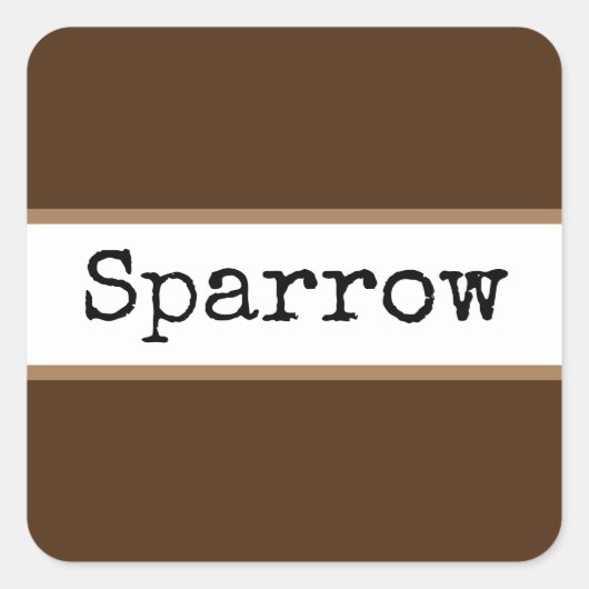 Sticker Carré Coco Brown blanc rayures Retro Texte (Devant)
