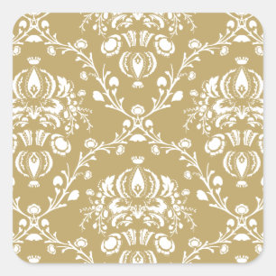 Sticker Carré Cocoa and Cream Damask