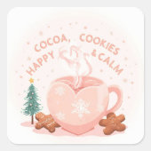 Sticker Carré Cocoa, Cookies & Calm – Pastel Christmas CoT-Shirt (Devant)