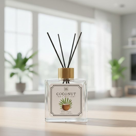 Sticker Carré Coconut Reed Diffuser Label
