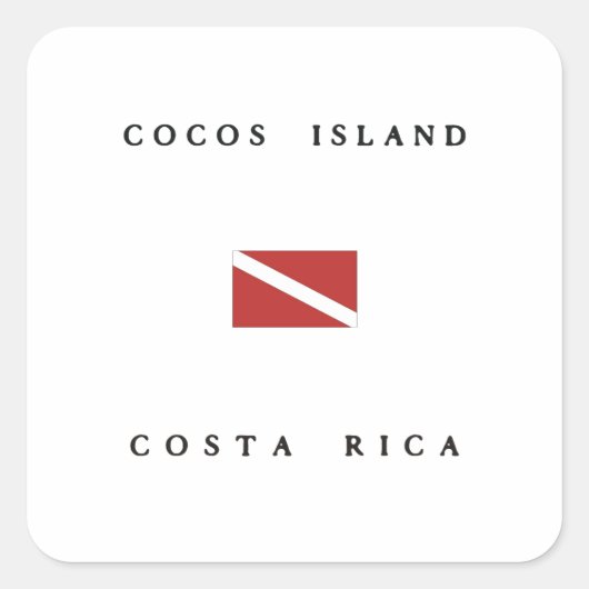 Sticker Carré Cocos Island Costa Rica Drapeau de plongée (Devant)