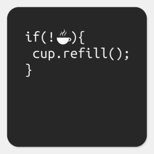Sticker Carré Codage amusant et programmeur Café cadeau