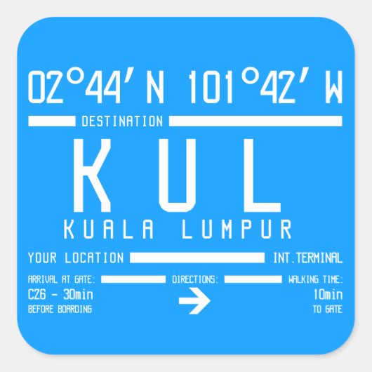 Sticker Carré Code aéroport international de Kuala Lumpur (Devant)
