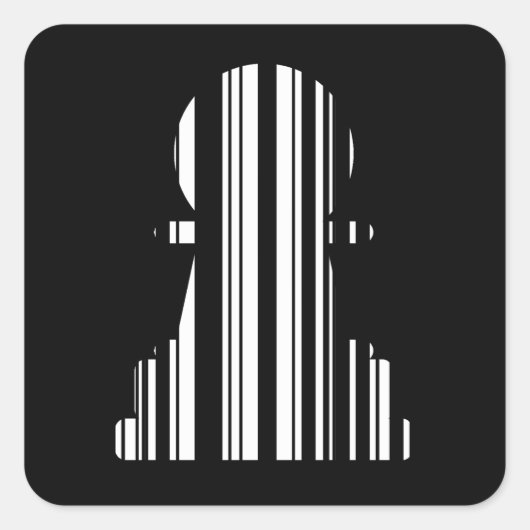 Sticker Carré CODE BARRE DE PAWN Chess Piece Motif Design (Devant)