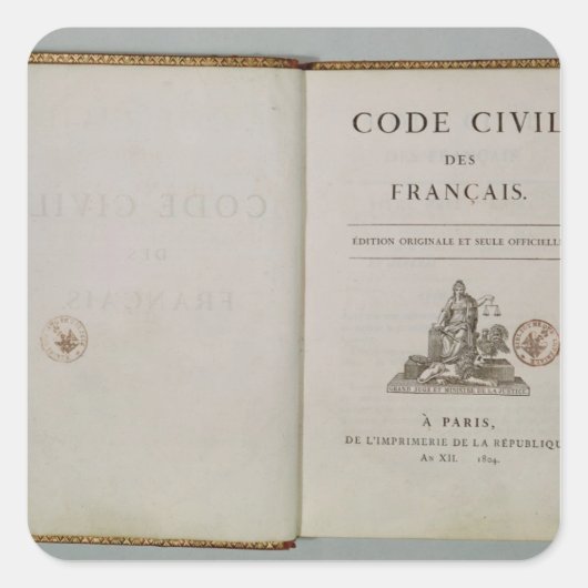Sticker Carré Code civil, ouvert à la page de titre, 1804 (Devant)