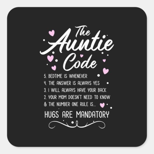 Sticker Carré Code de la tante (Devant)