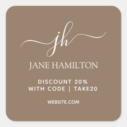 Sticker Carré Code de remise sur l'emballage pour petites entrep (Devant)