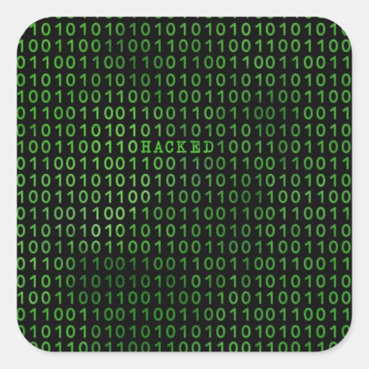 Sticker Carré Code ordinateur piraté (Devant)