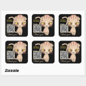 Sticker Carré Code QR animal de Merci de chat mou (Feuille)