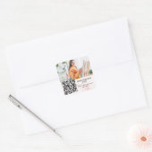Sticker Carré Code QR artiste designer marbre rose (Enveloppe)